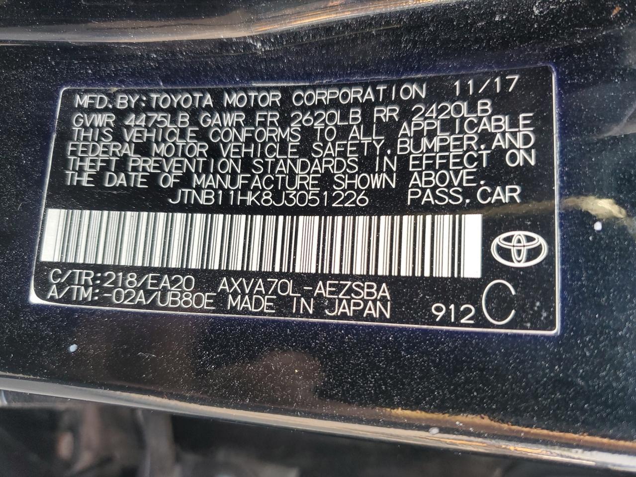2018 TOYOTA CAMRY
