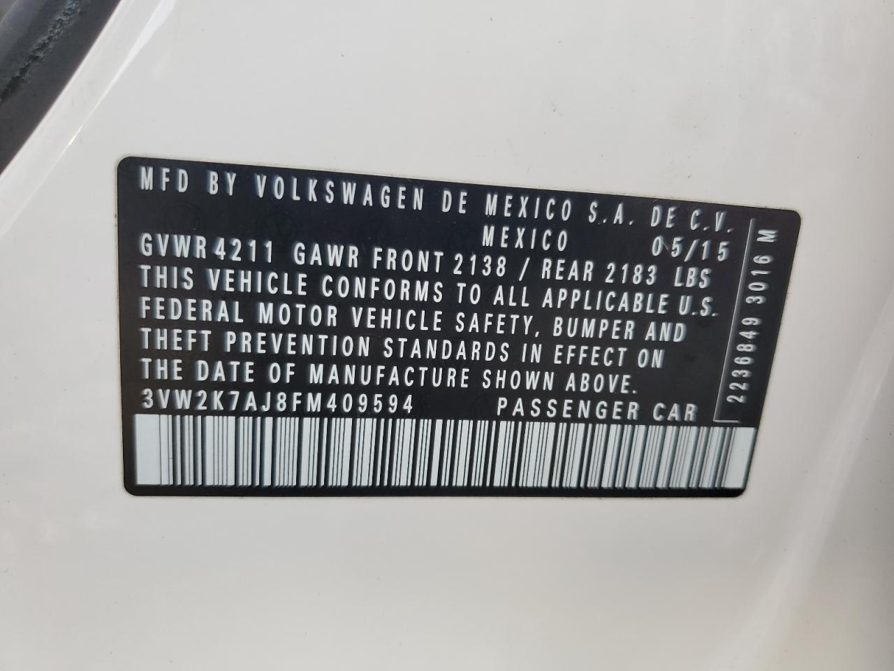 2015 VOLKSWAGEN JETTA