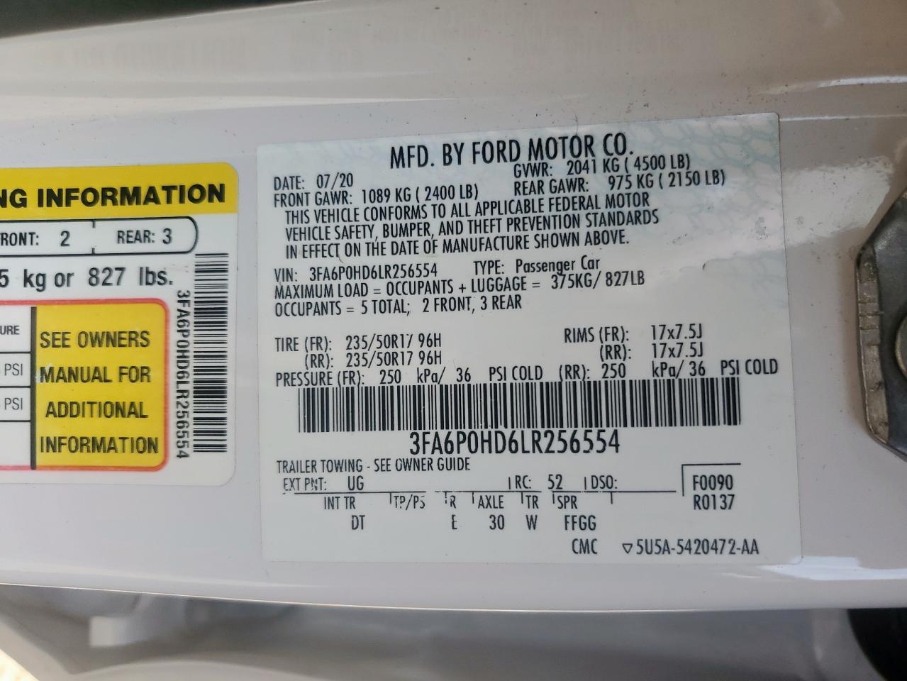 2020 FORD FUSION