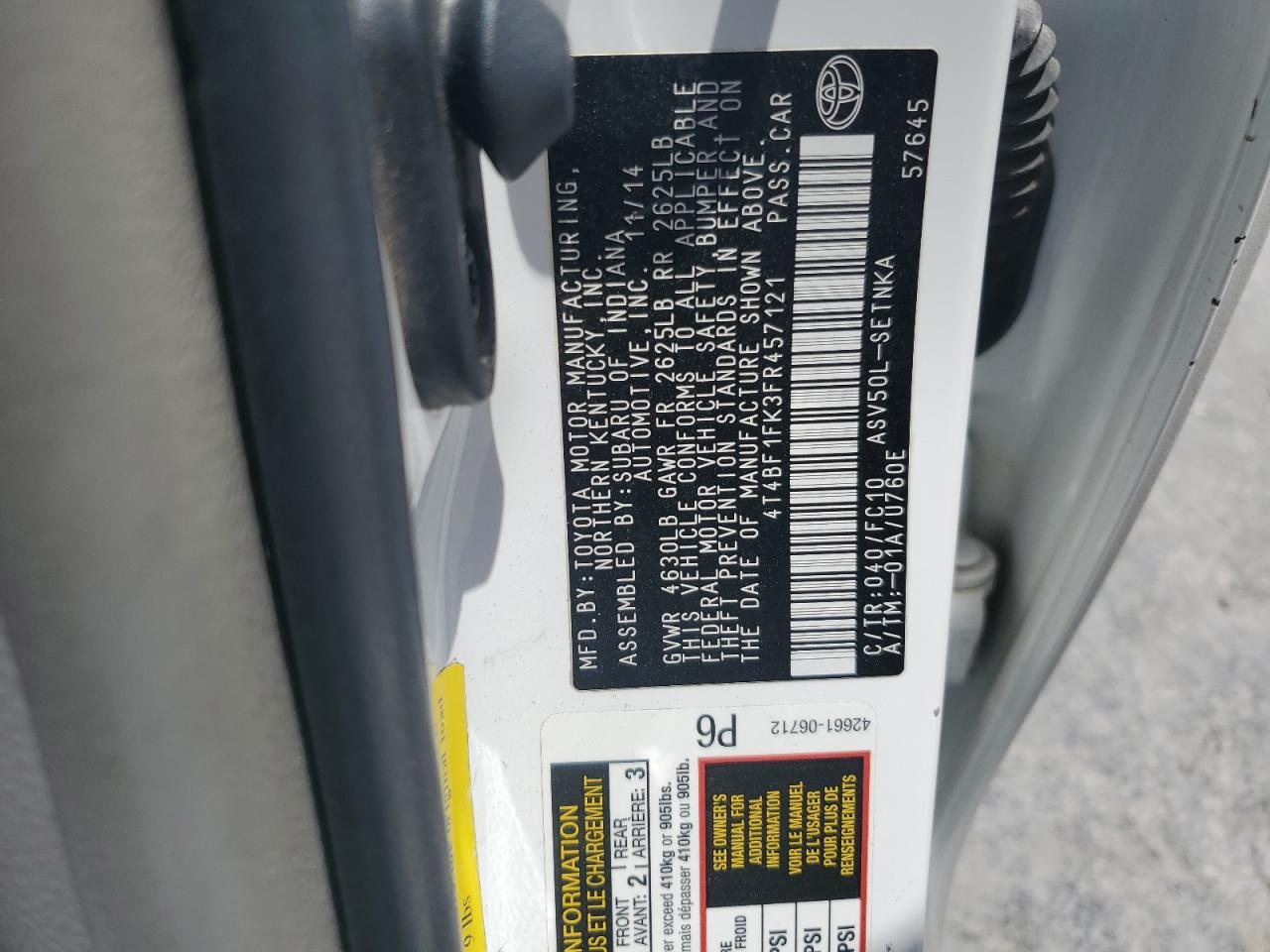 2015 TOYOTA CAMRY