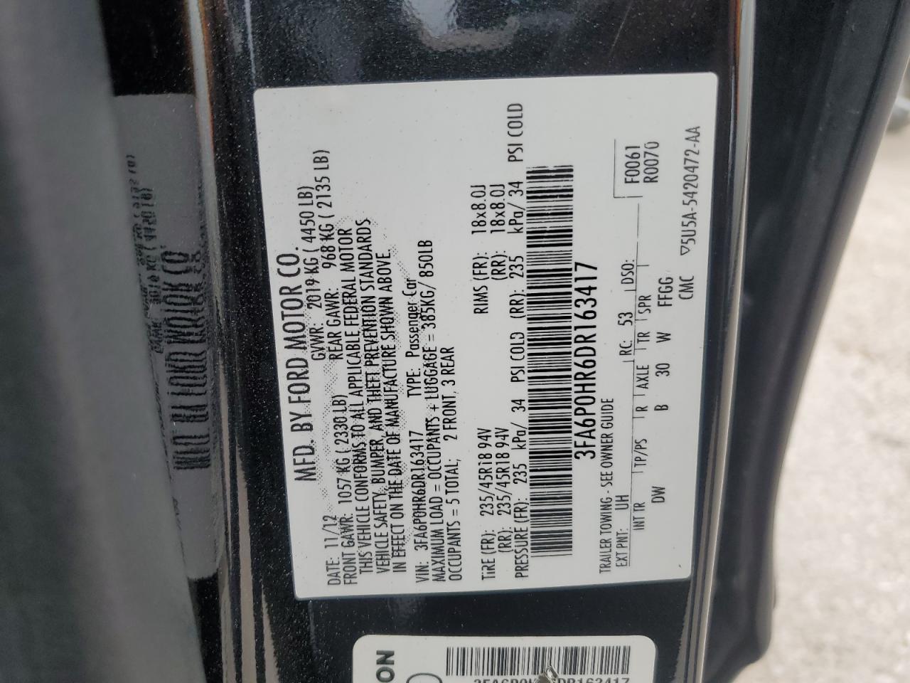 2013 FORD FUSION