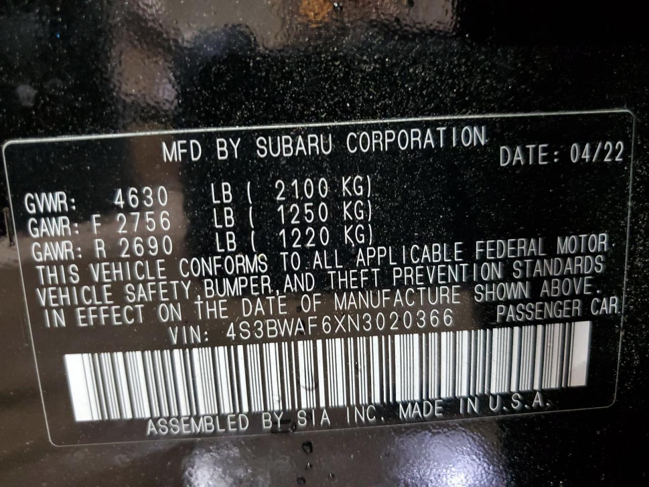 2022 SUBARU Legacy