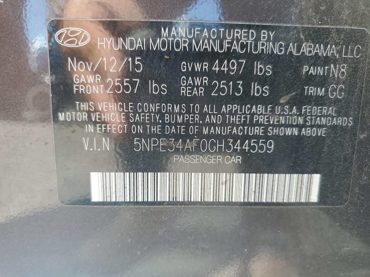 2016 HYUNDAI SONATA
