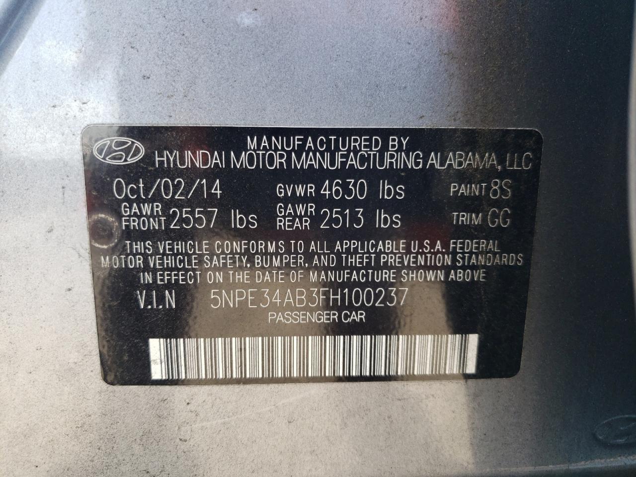 2015 HYUNDAI SONATA