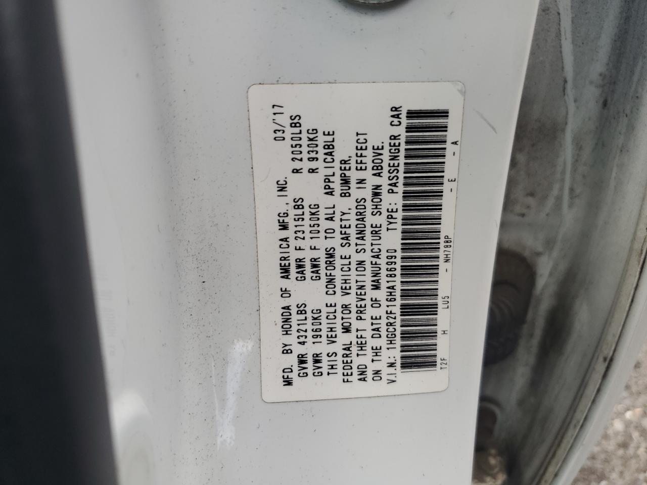 2017 HONDA ACCORD
