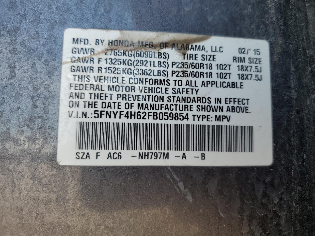 2015 HONDA PILOT