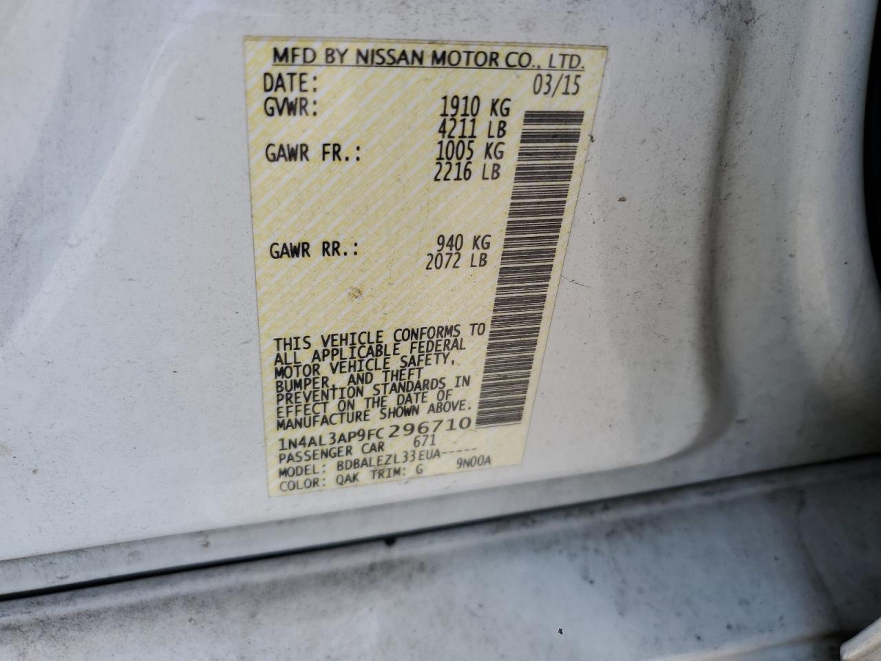 2015 NISSAN ALTIMA