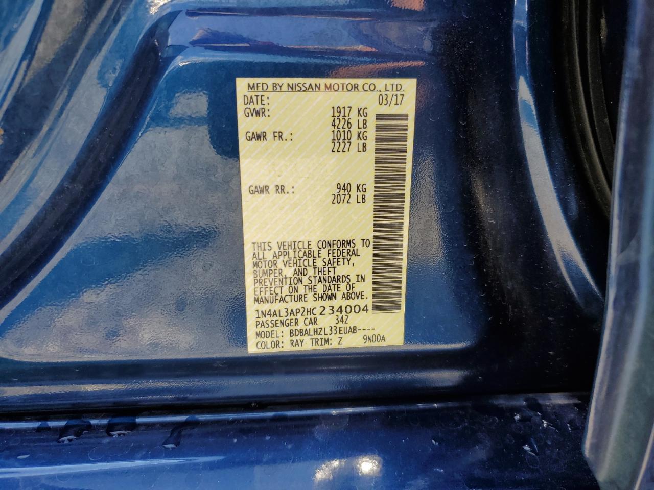 2017 NISSAN ALTIMA
