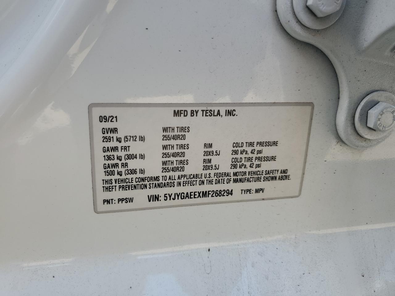 2021 TESLA MODEL Y