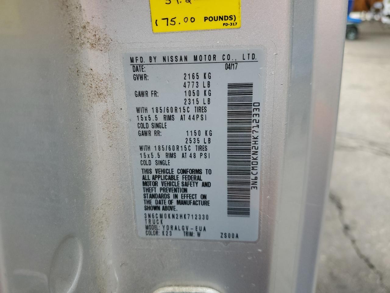 2017 NISSAN Nv
