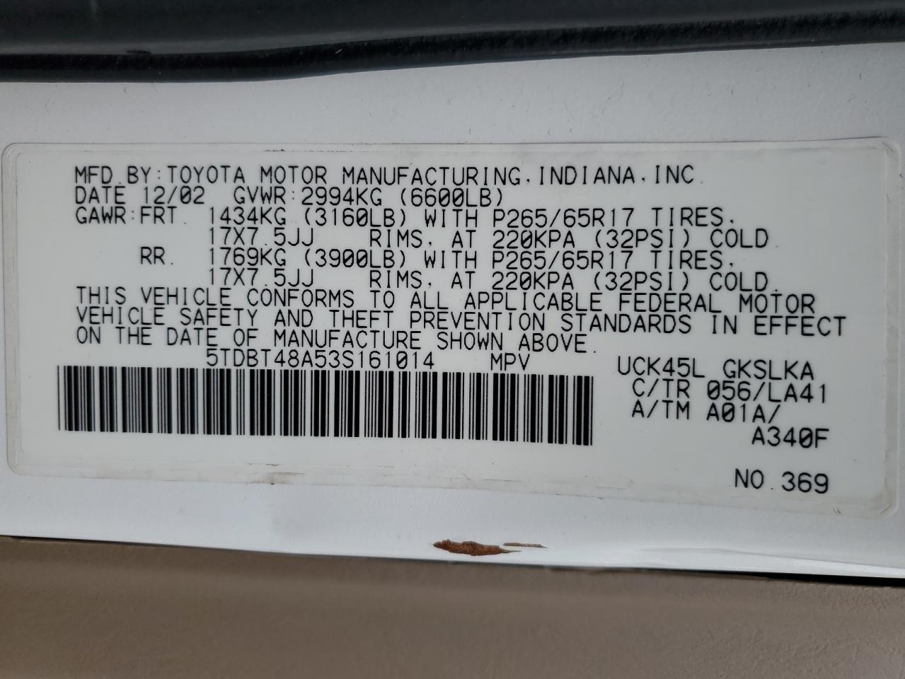 2003 TOYOTA Sequoia