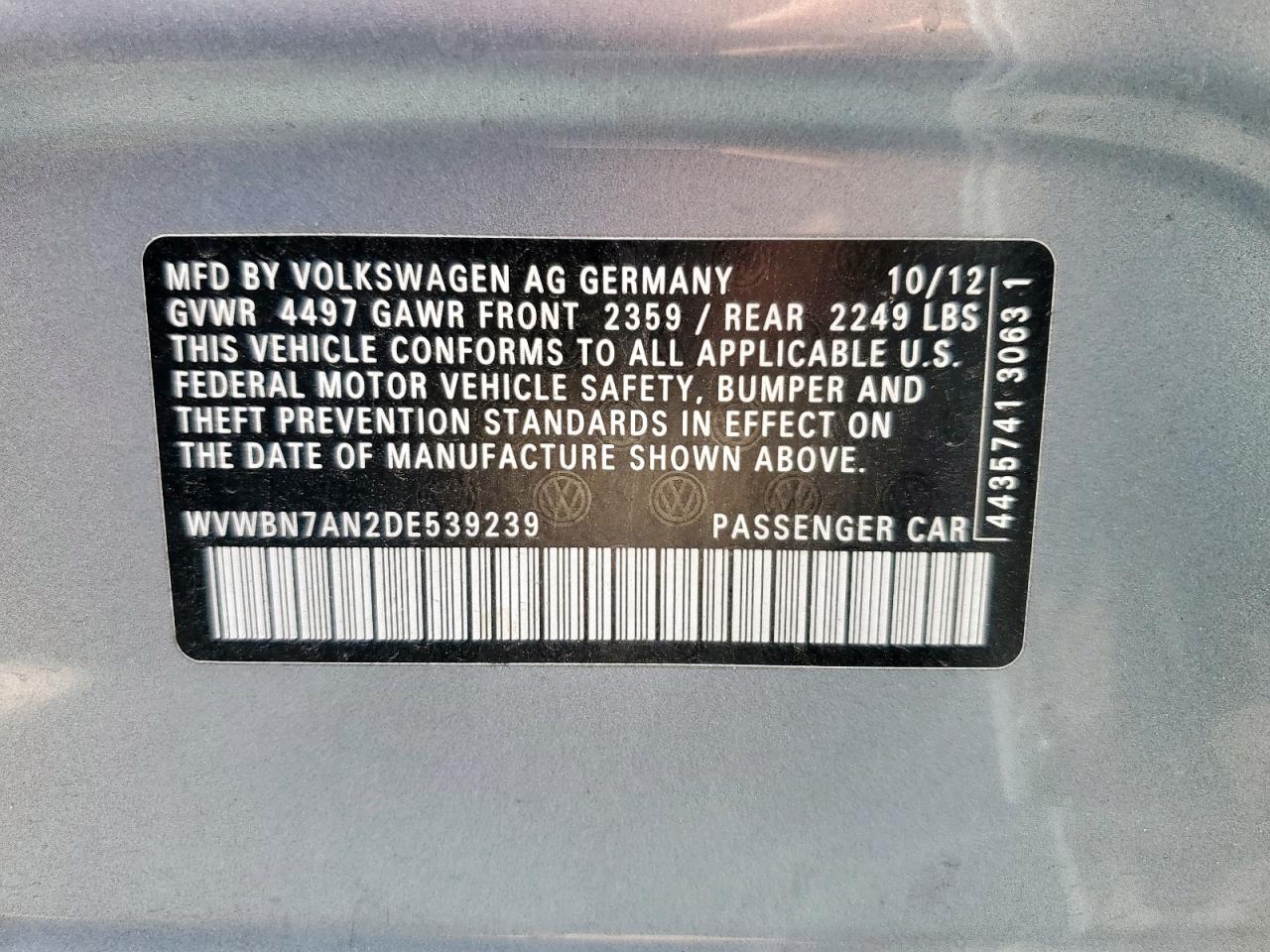 2013 VOLKSWAGEN CC