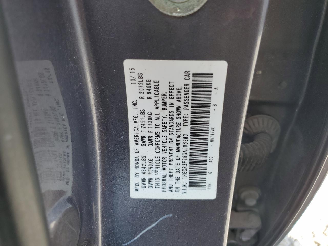 2016 HONDA ACCORD