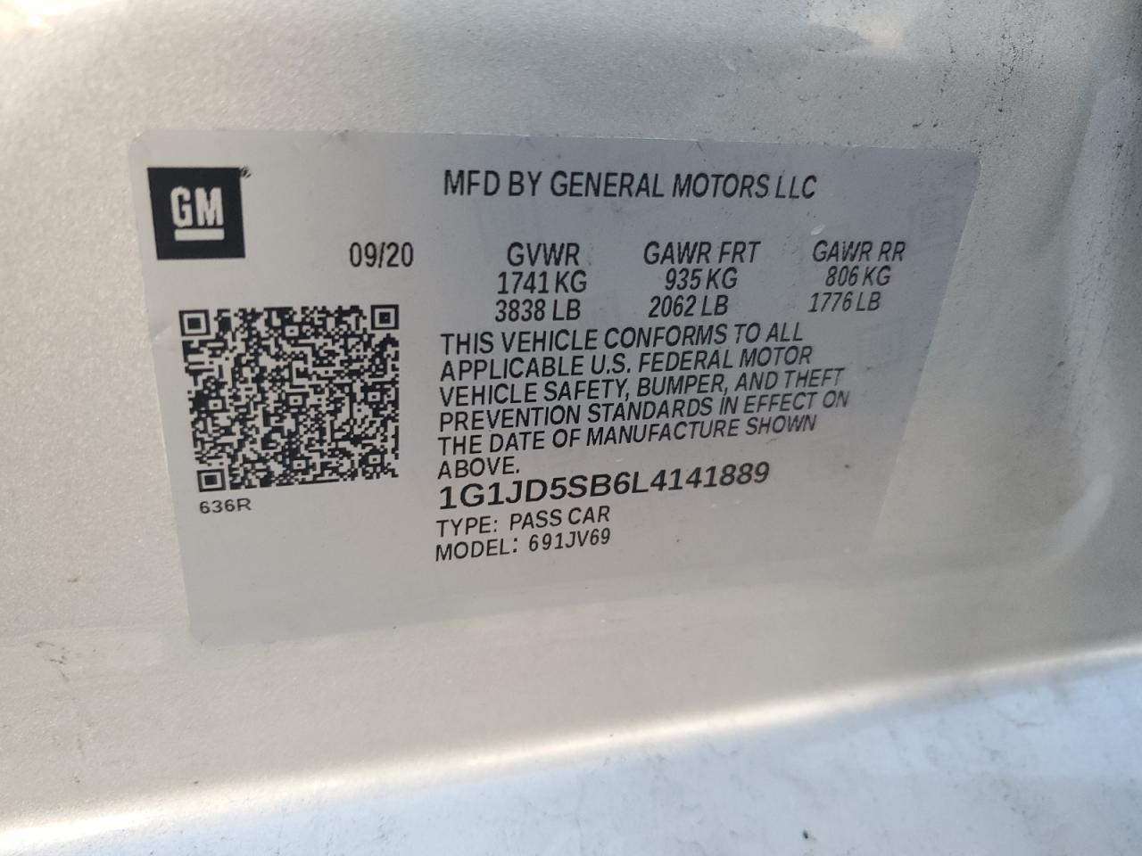 2020 CHEVROLET SONIC