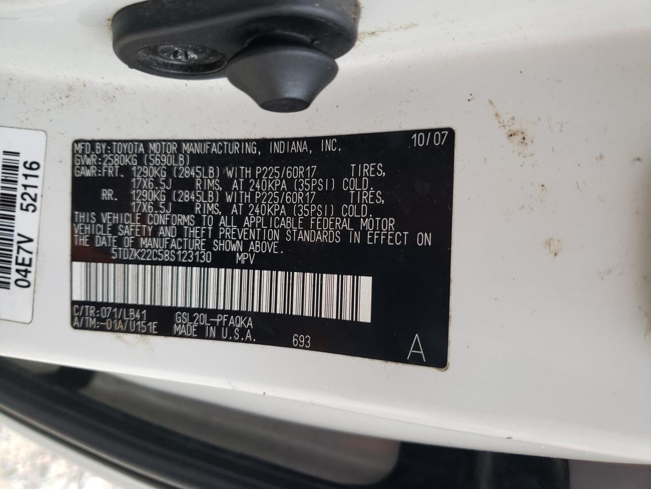2008 TOYOTA SIENNA