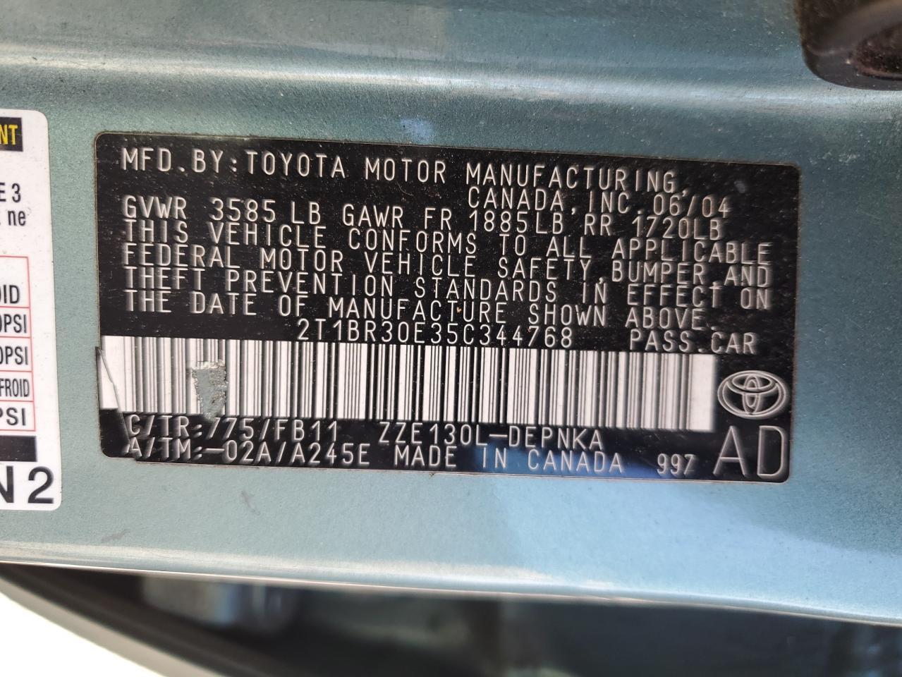 2005 TOYOTA COROLLA