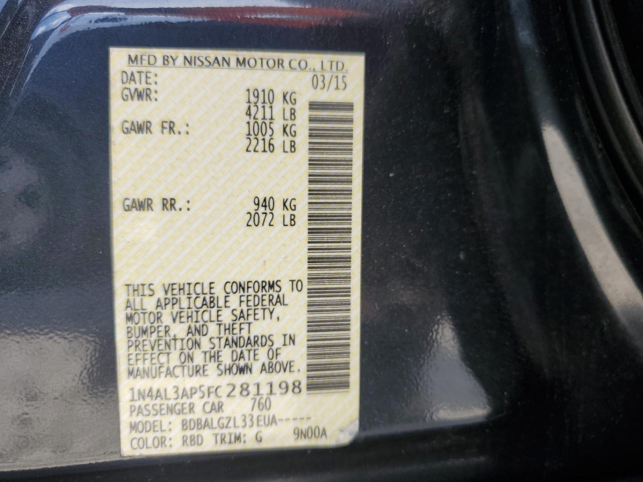 2015 NISSAN ALTIMA