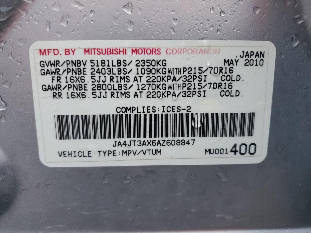 2010 MITSUBISHI outlander
