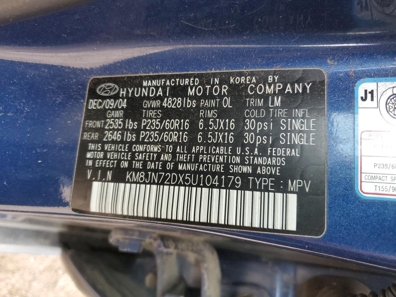 2005 HYUNDAI TUCSON