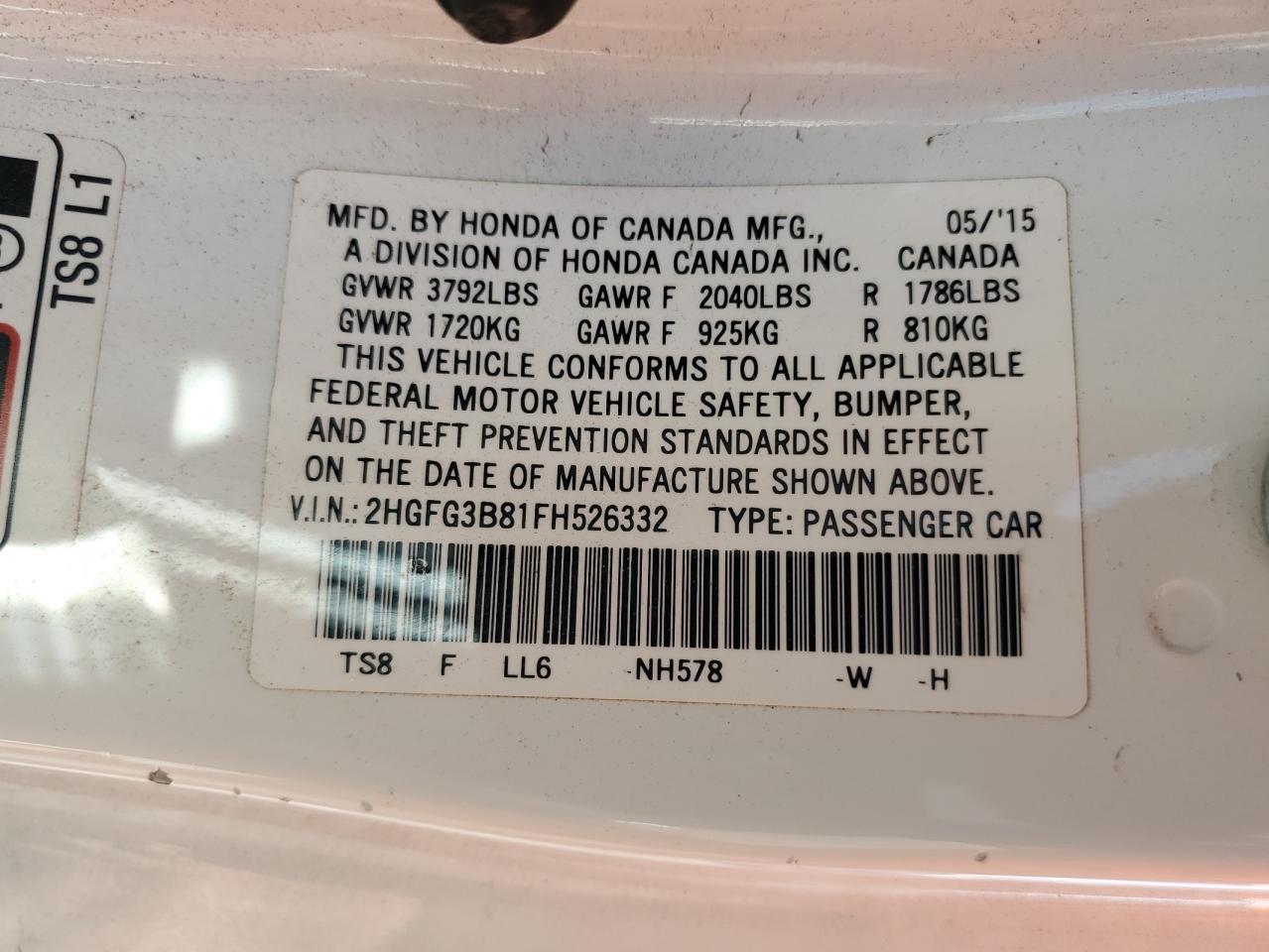2015 HONDA CIVIC