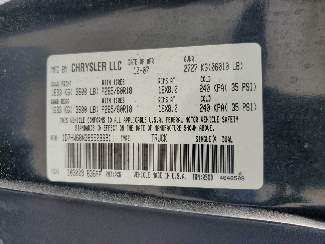 2008 DODGE Dakota