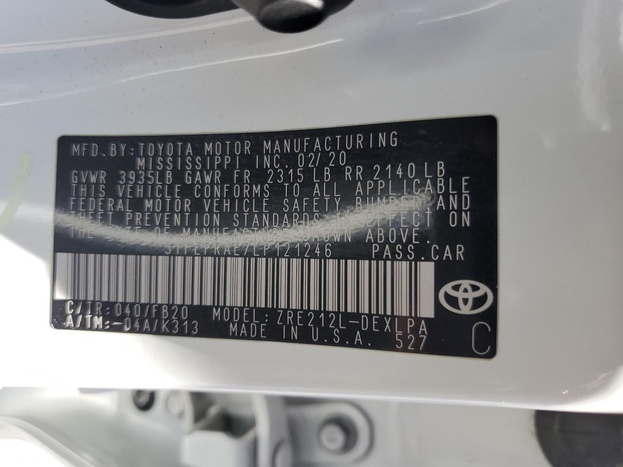 2020 TOYOTA COROLLA