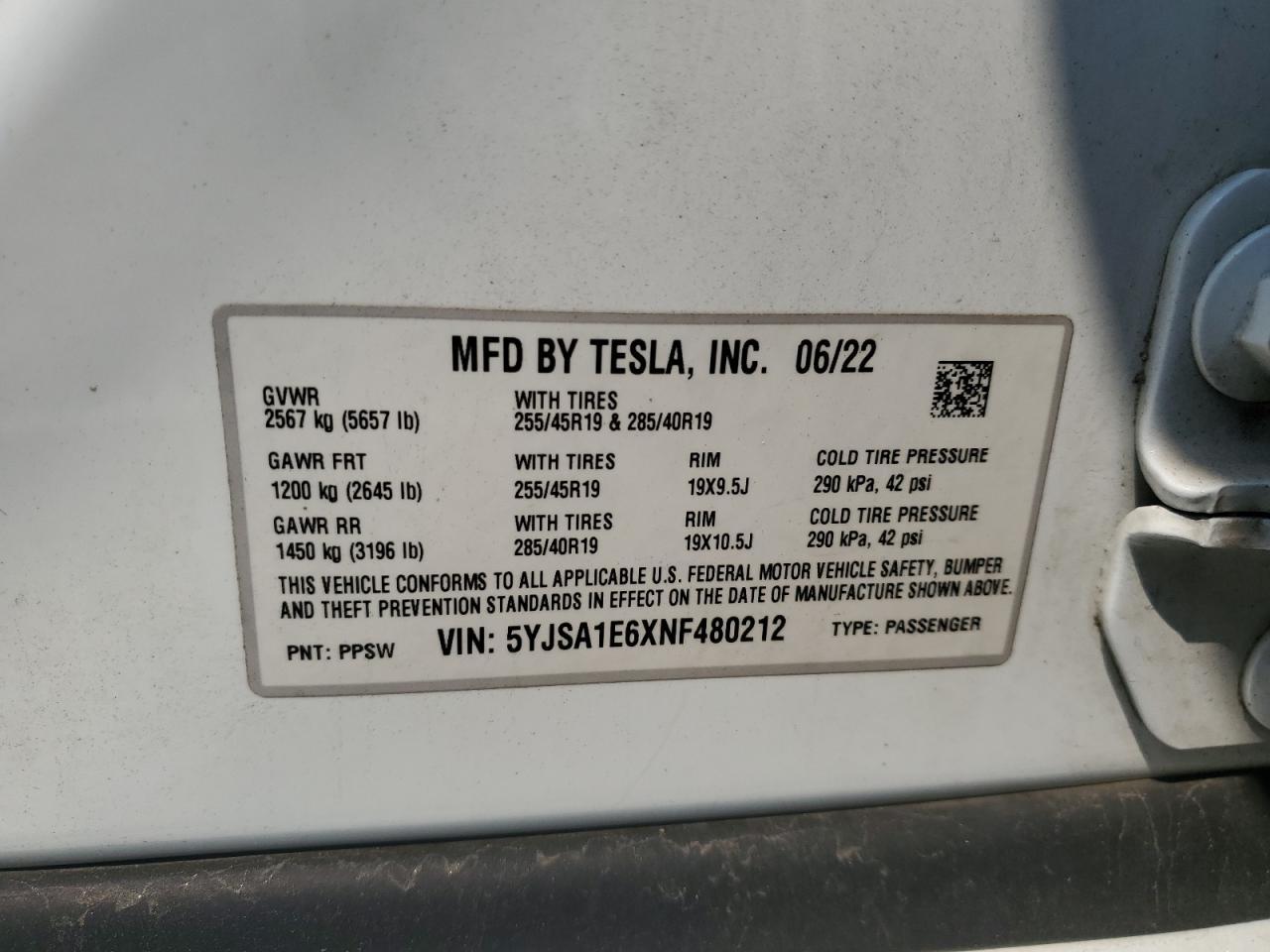 2022 TESLA MODEL S