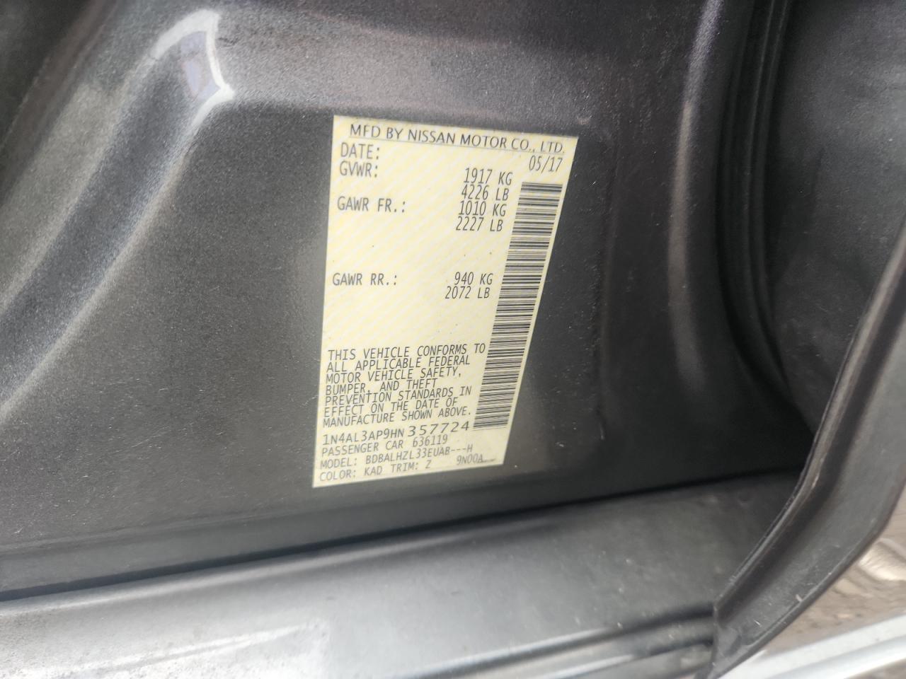 2017 NISSAN ALTIMA