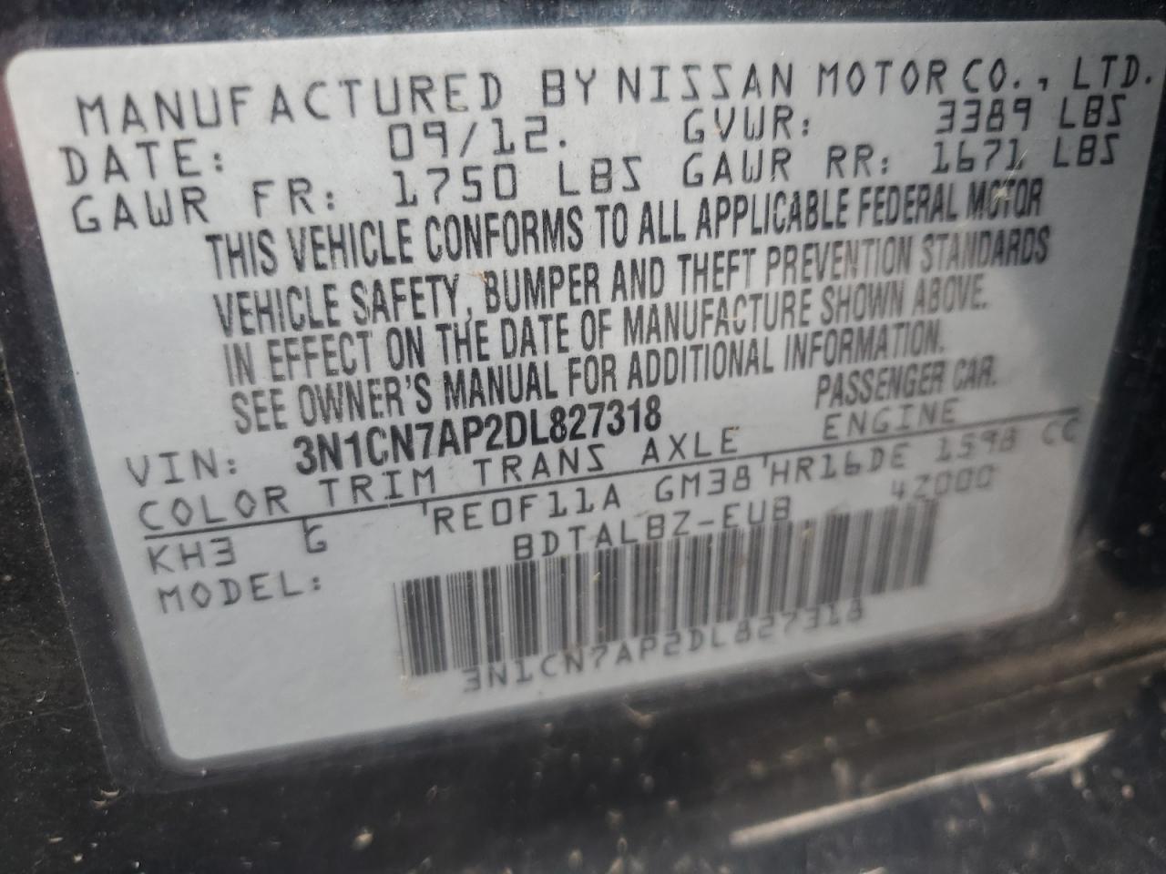 2013 NISSAN VERSA