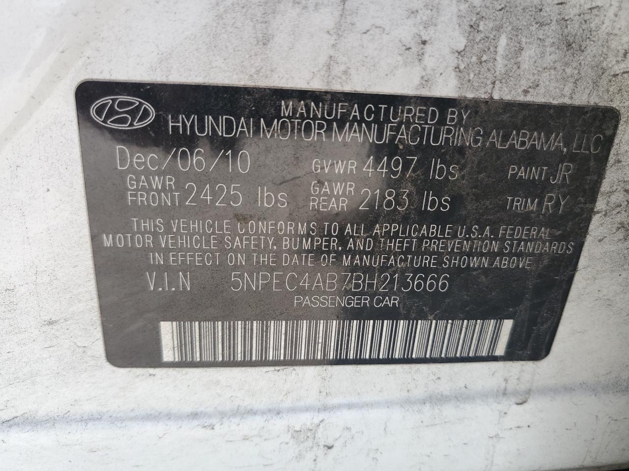 2011 HYUNDAI SONATA