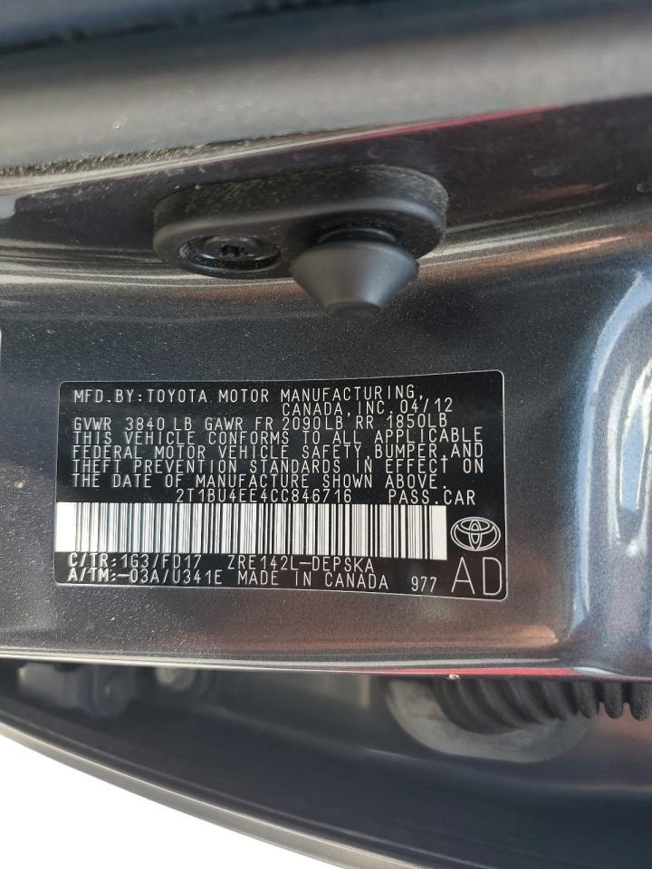 2012 TOYOTA COROLLA
