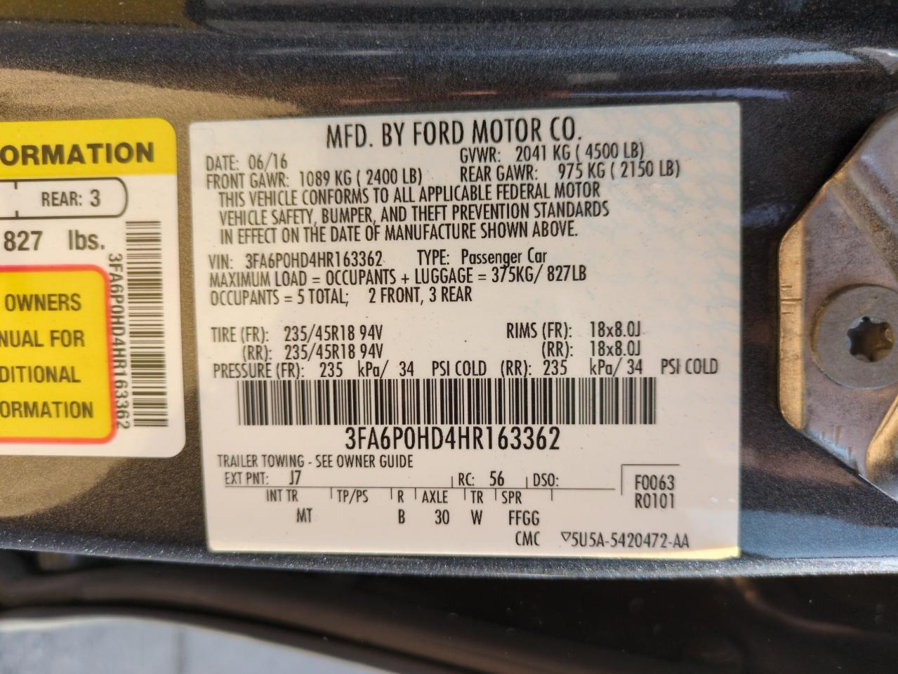 2017 FORD FUSION