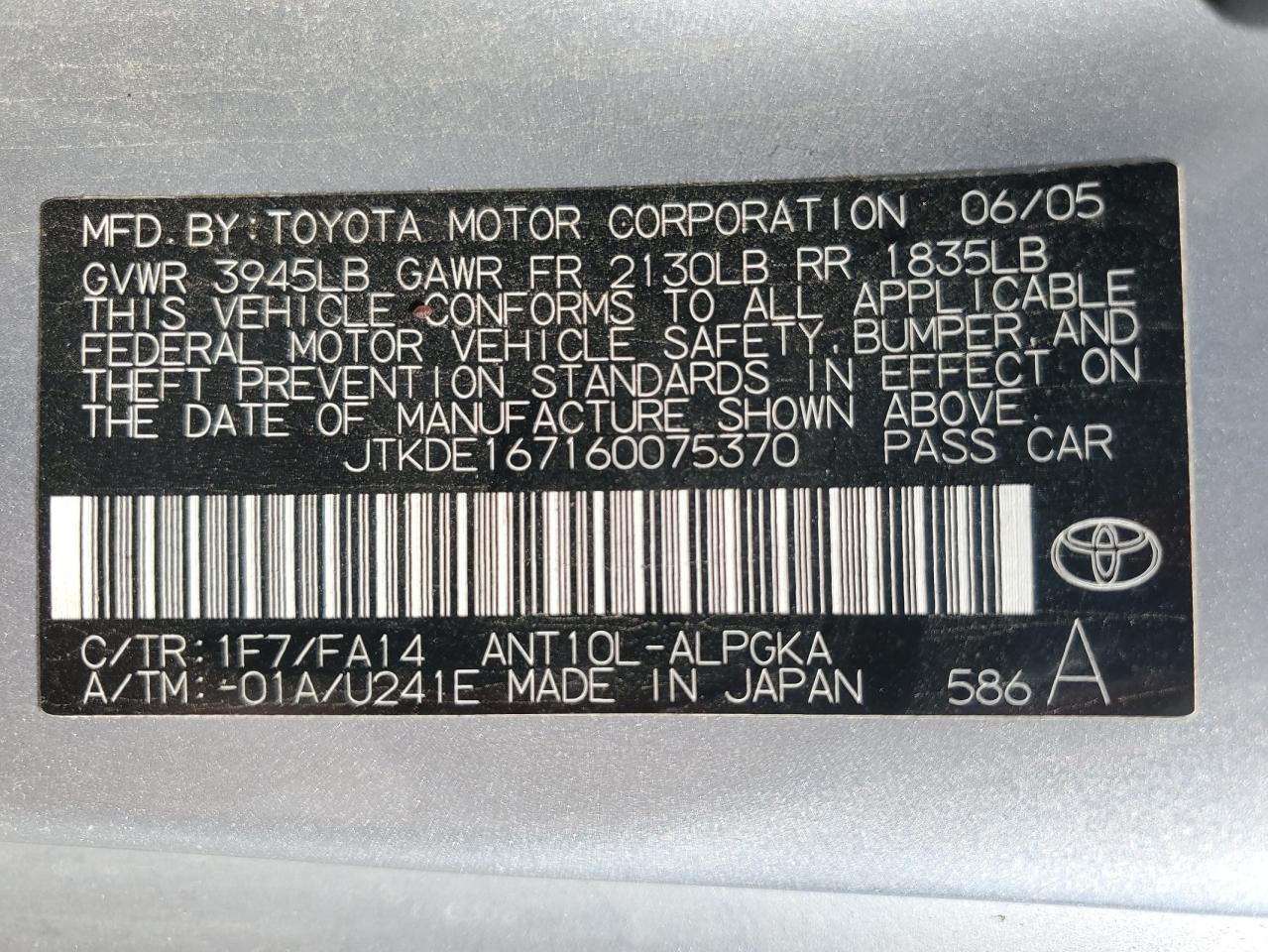 2006 TOYOTA SCION