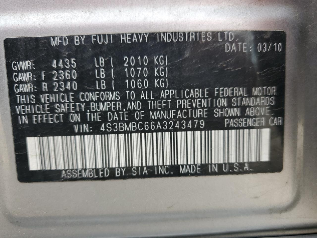 2010 SUBARU Legacy