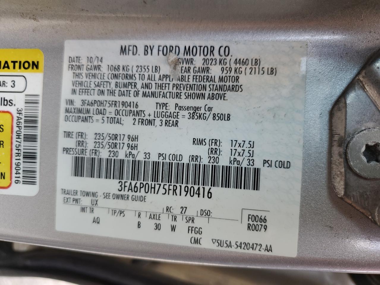 2015 FORD FUSION