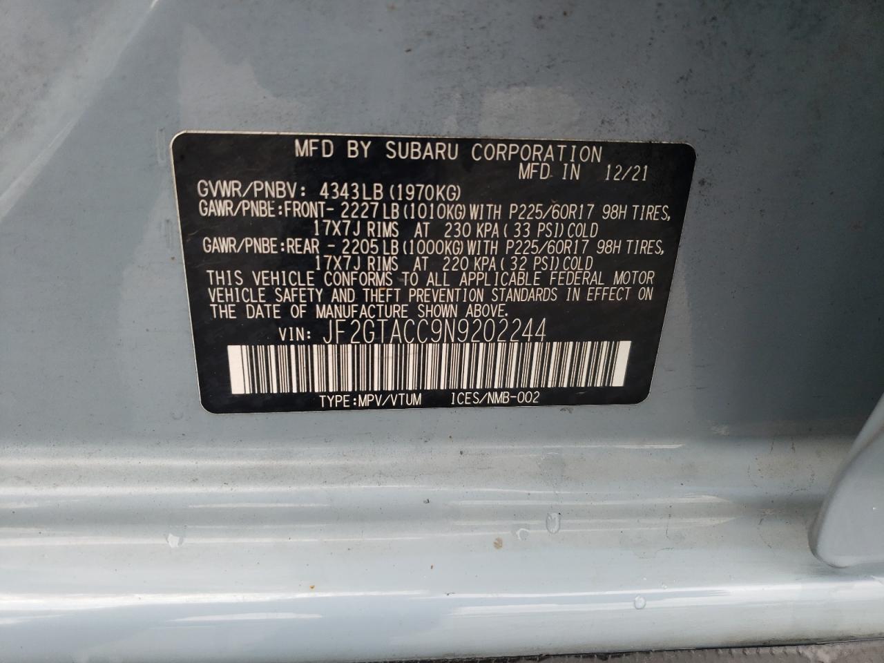 2022 SUBARU Crosstrek