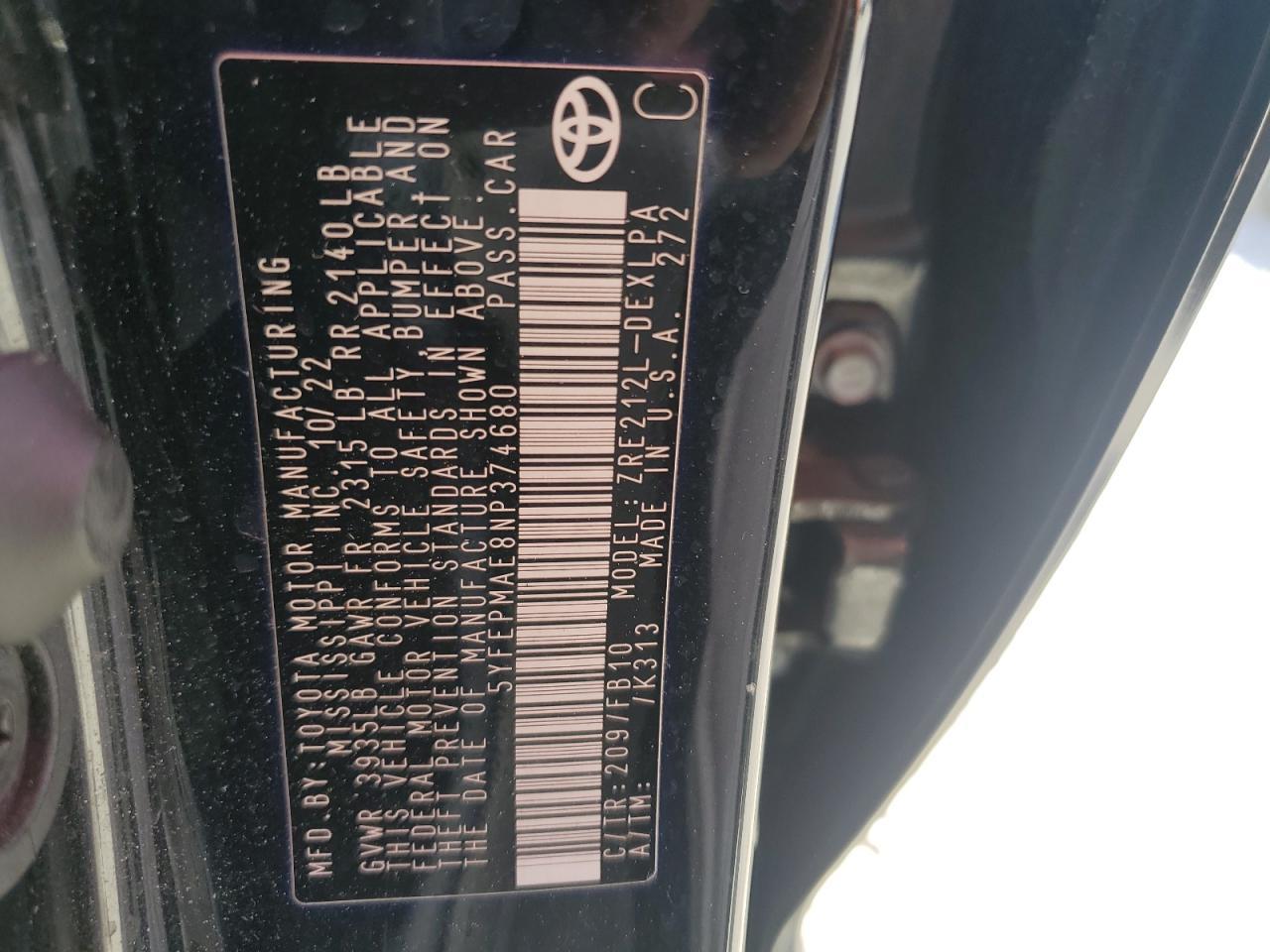 2022 TOYOTA COROLLA