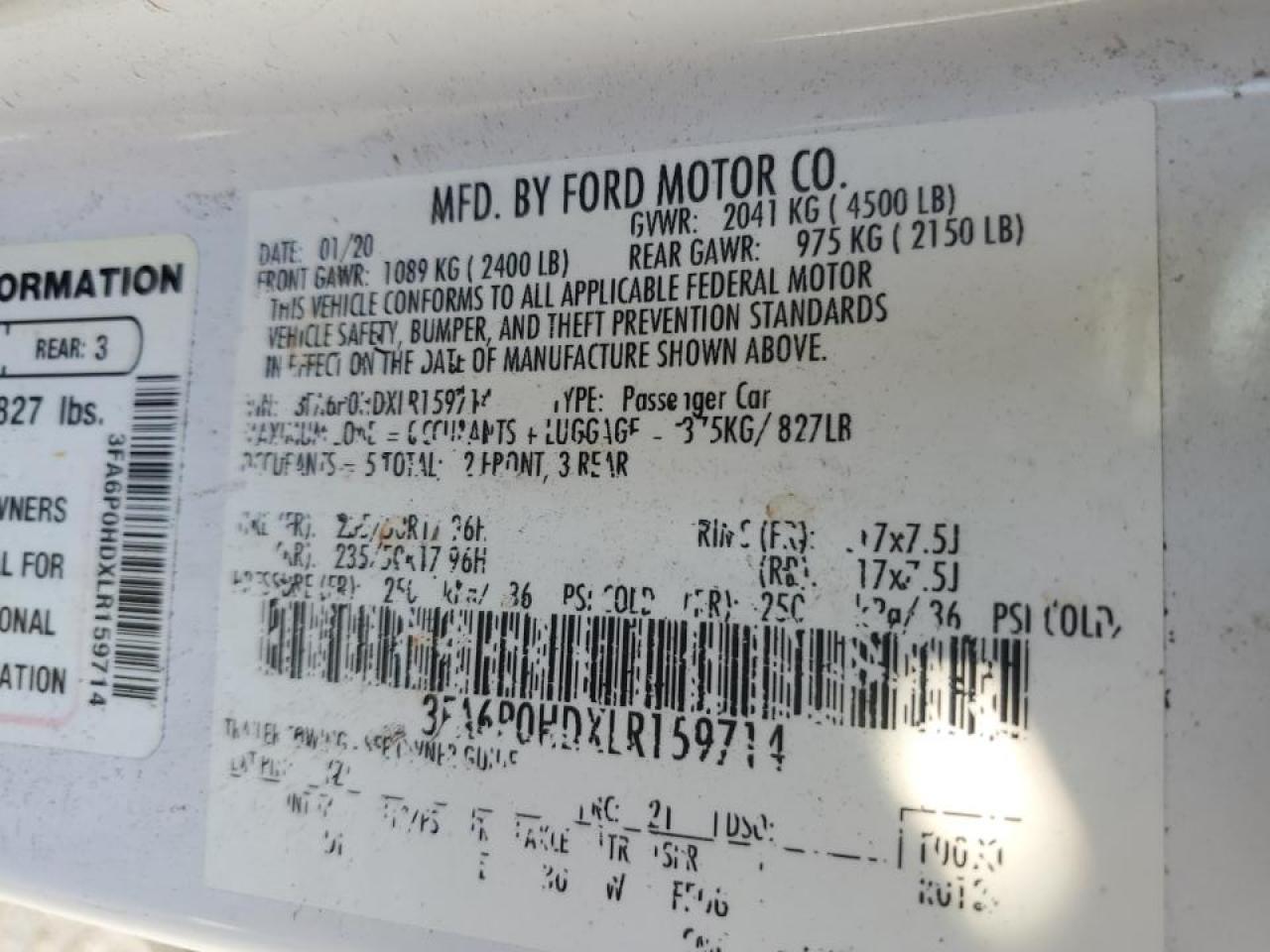 2020 FORD FUSION