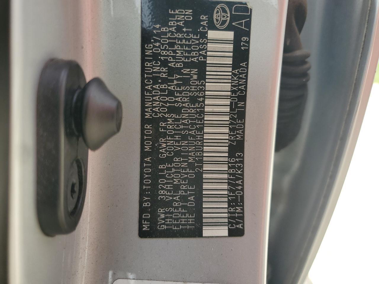 2014 TOYOTA COROLLA