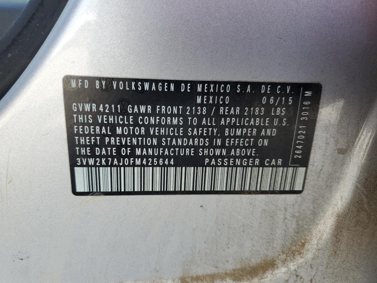 2015 VOLKSWAGEN JETTA