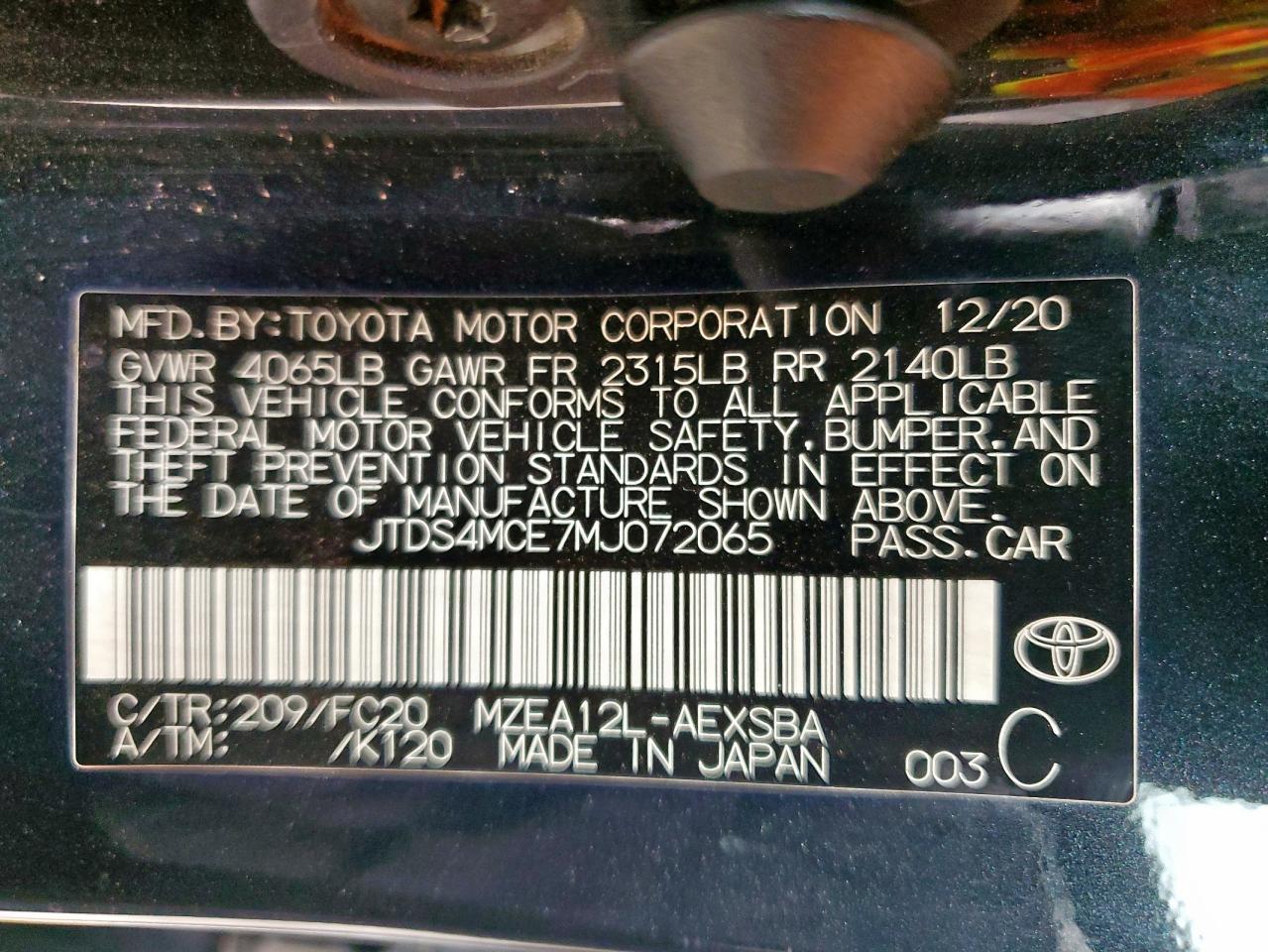 2021 TOYOTA COROLLA