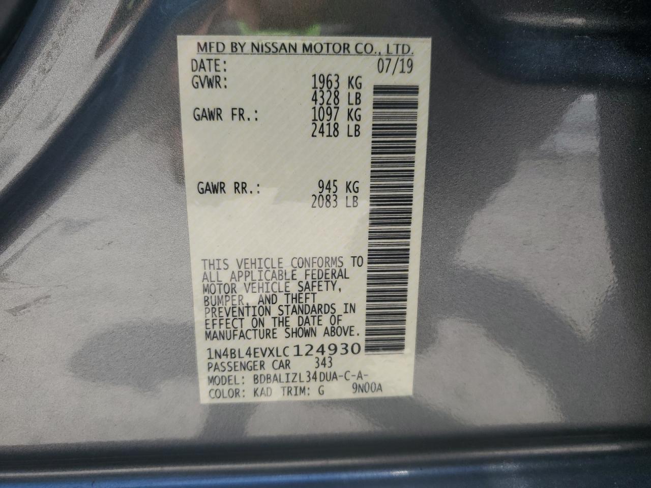 2020 NISSAN ALTIMA