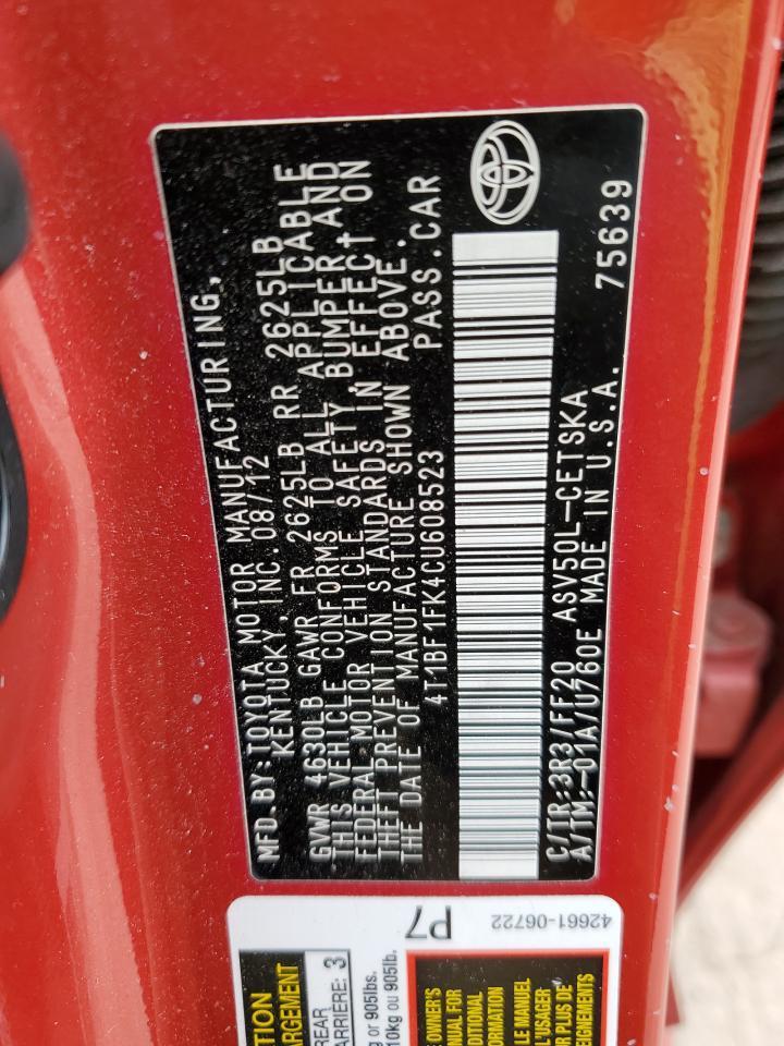 2012 TOYOTA CAMRY