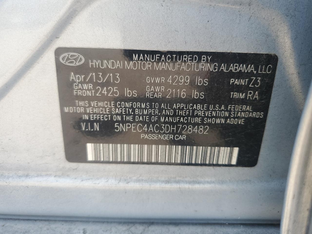 2013 HYUNDAI SONATA