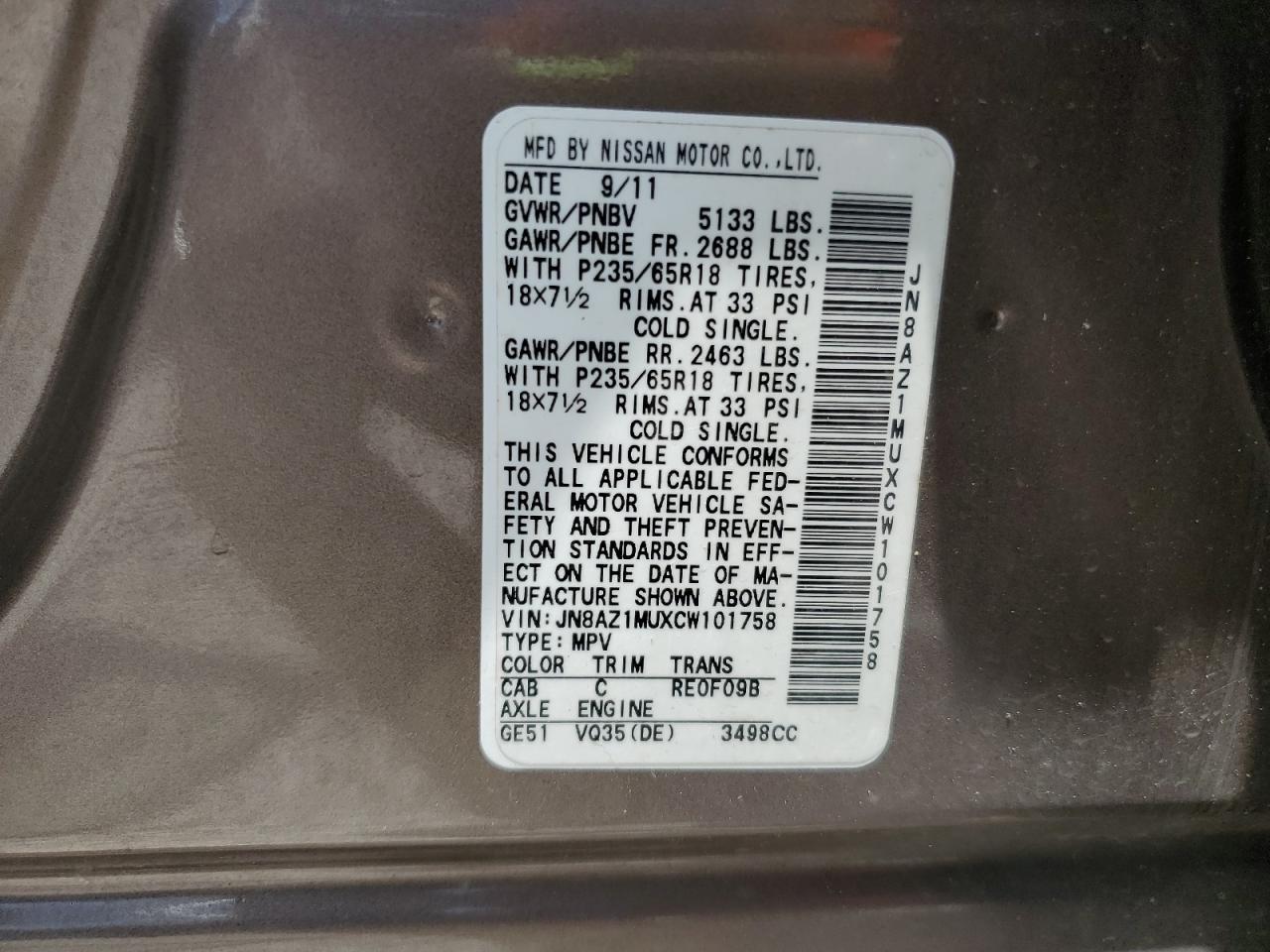 2012 NISSAN MURANO
