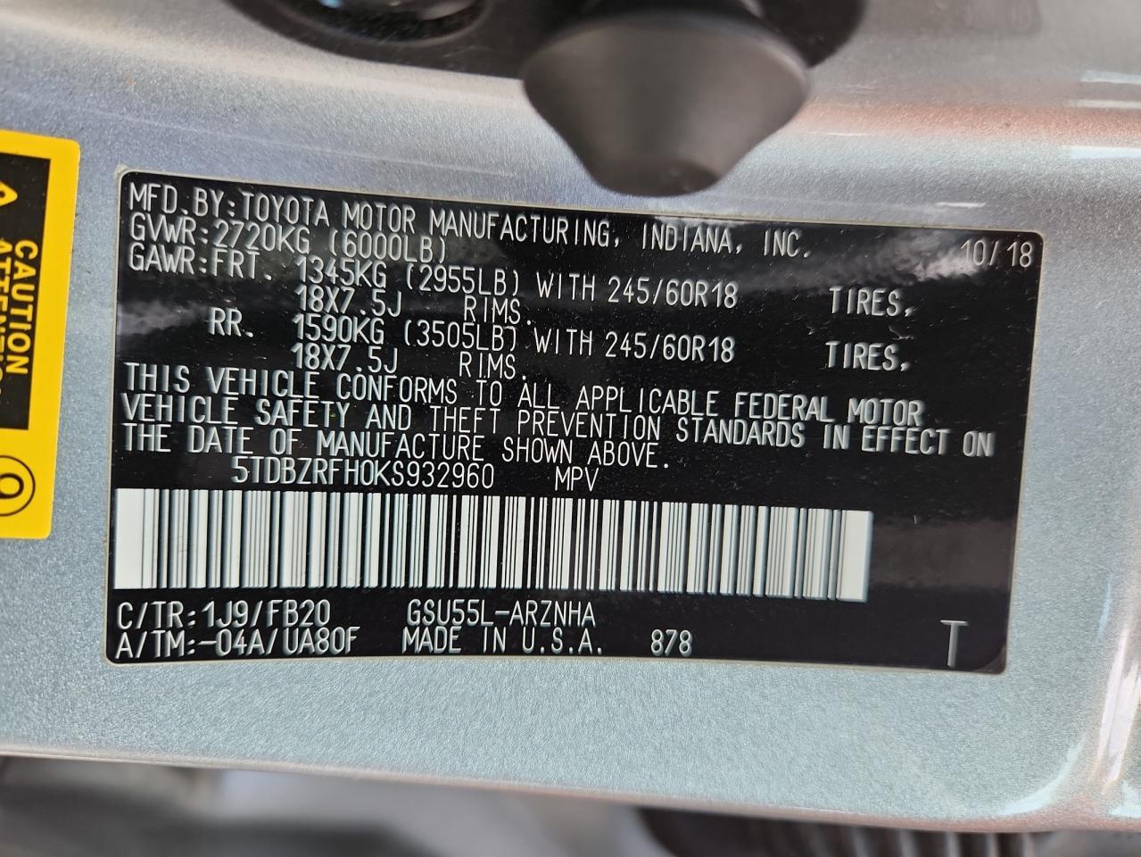 2019 TOYOTA HIGHLANDER
