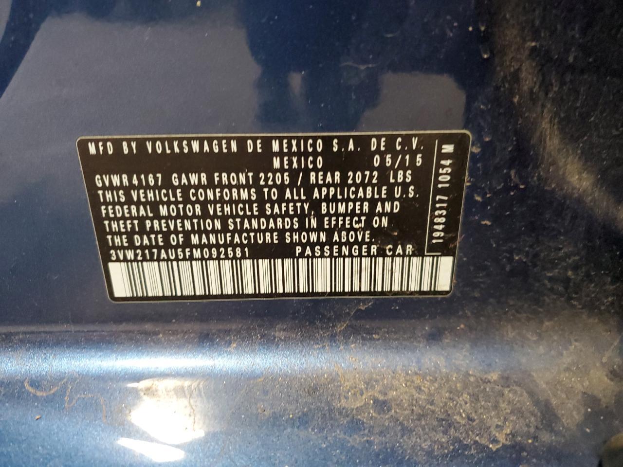 2015 VOLKSWAGEN GOLF