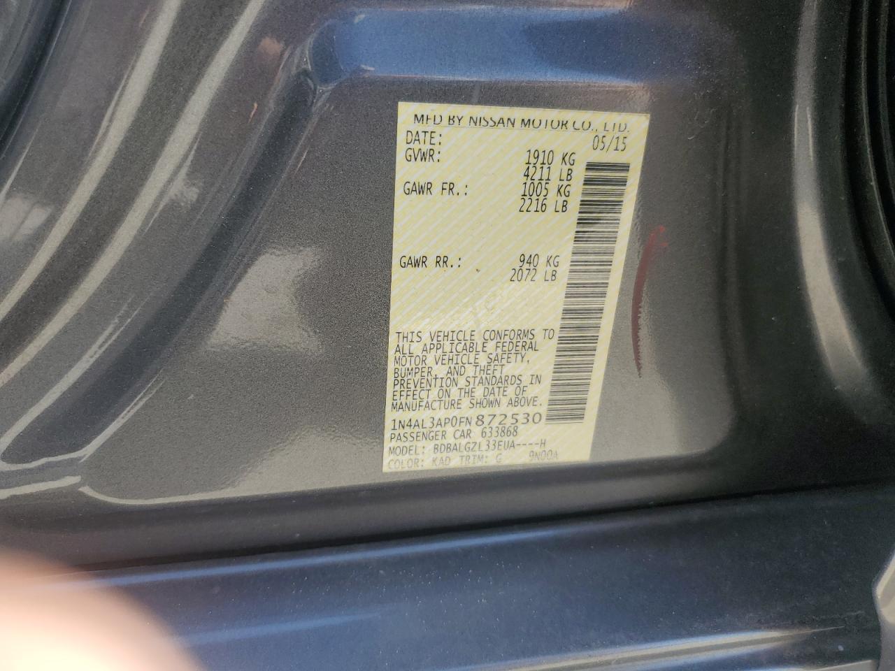 2015 NISSAN ALTIMA