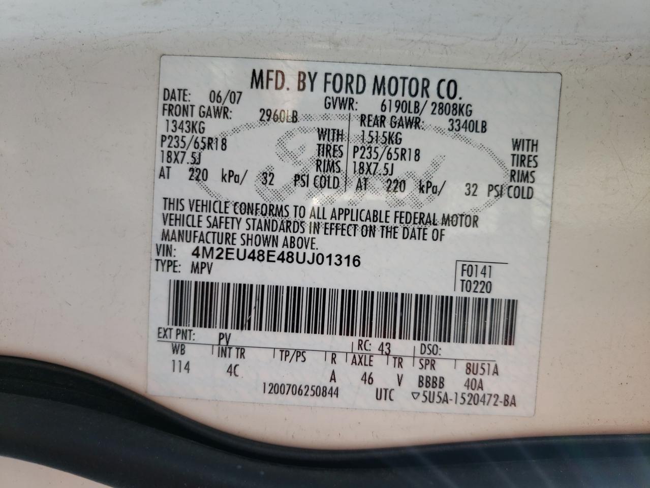 2008 MERCURY Mountaineer