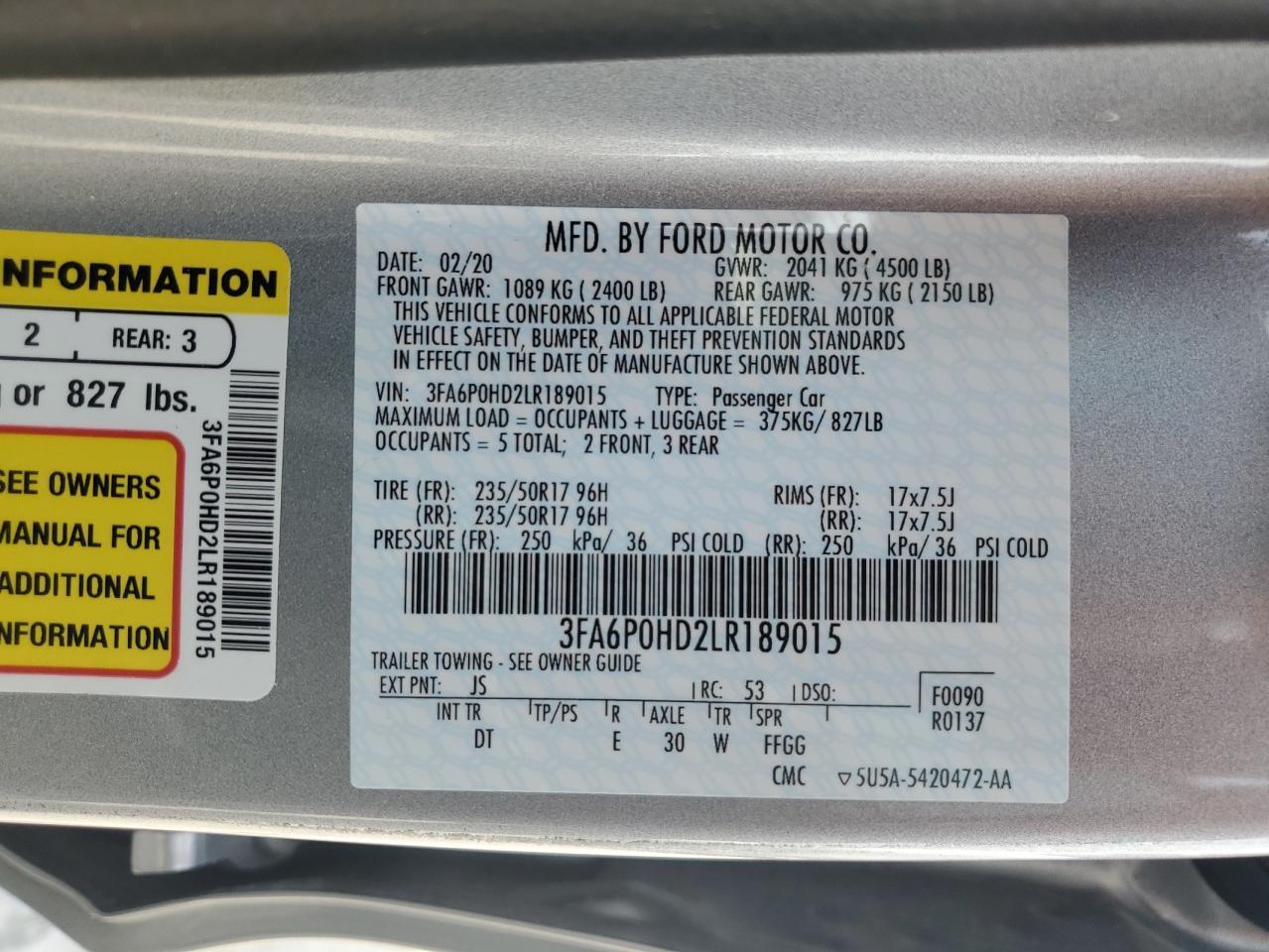 2020 FORD FUSION